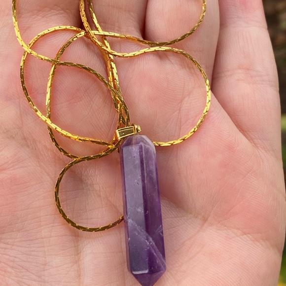 18 KG Gold Necklace with Amethyst Pendant - Picture 11 of 11